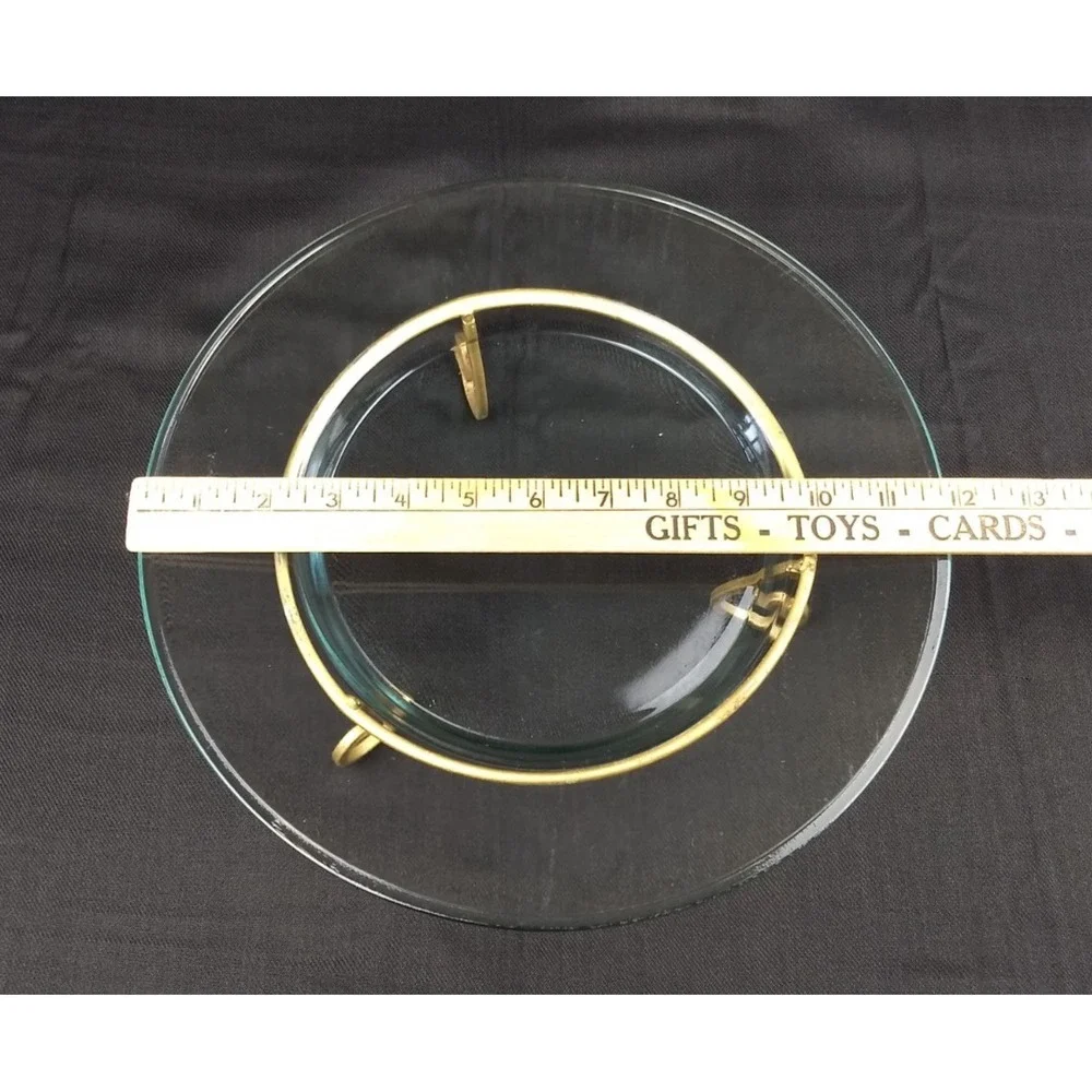 Litetyme 2 Piece Multi-Pillar Candle Clear Glass Tray Holder w/‎ Gold-Tone Stand